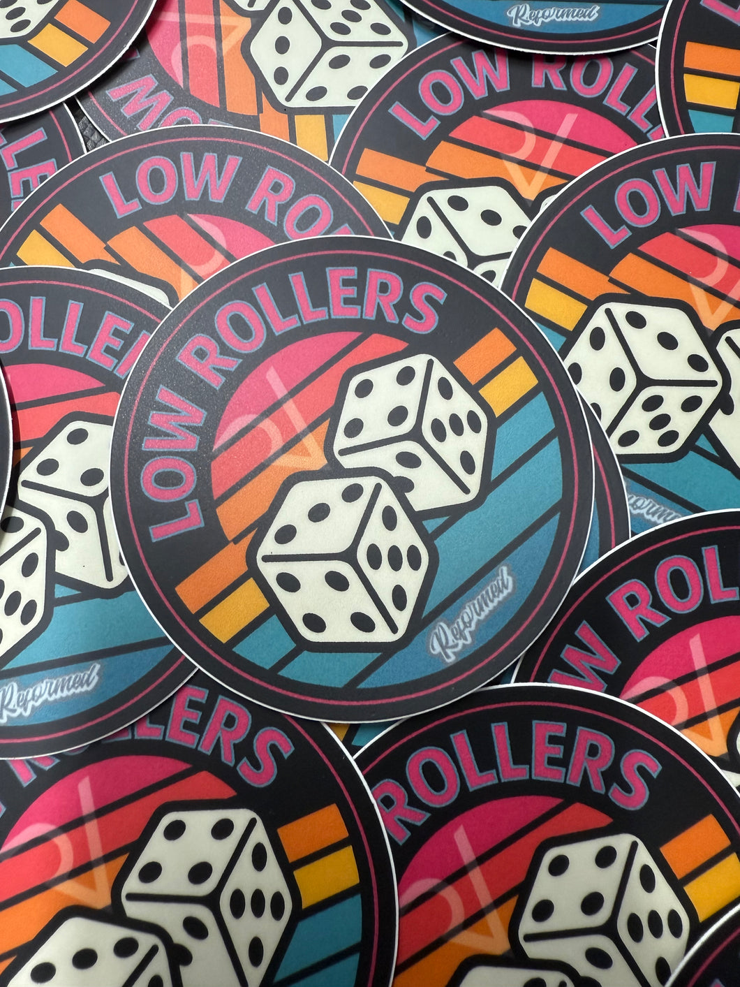 LOW ROLLERS ROUND SLAP STICKER