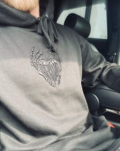 Load image into Gallery viewer, RFRMD BREAKING HEARTS EMBROIDERED 3D PREMIUM HOOD - BLACK ON BLACK
