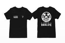 Load image into Gallery viewer, REFORMEDVAG x LOWDOWNVANS LIVIN THE VANLIFE BEACH BLACK TEE
